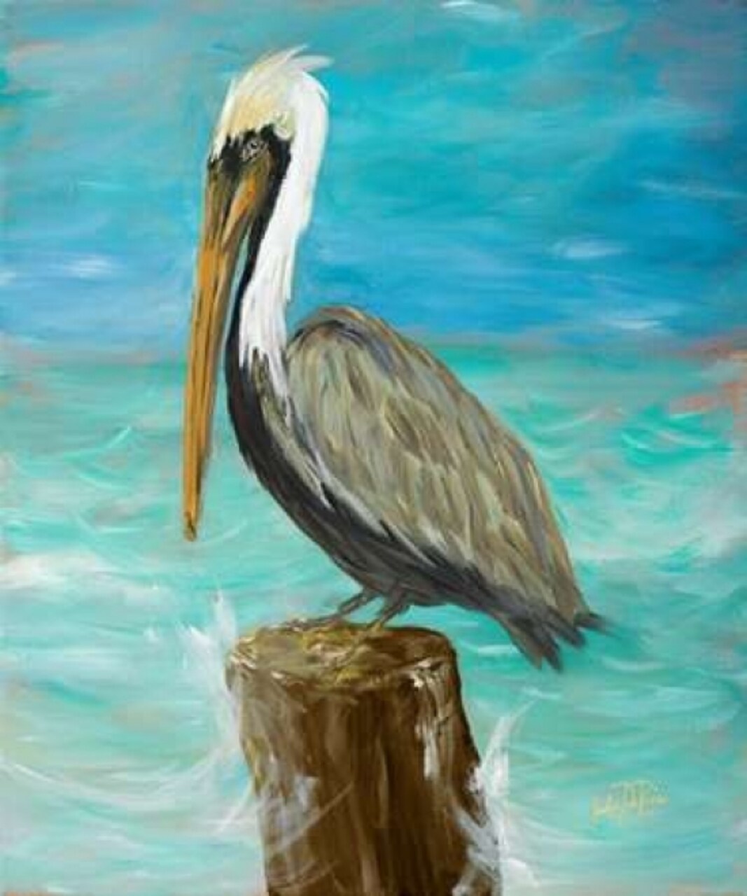 Single Pelican on Post Poster Print by Julie DeRice - Item # VARPDX9700